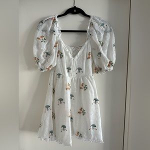 For Love & Lemons YOLONDA PUFF SLEEVE MINI DRESS IN WHITE
